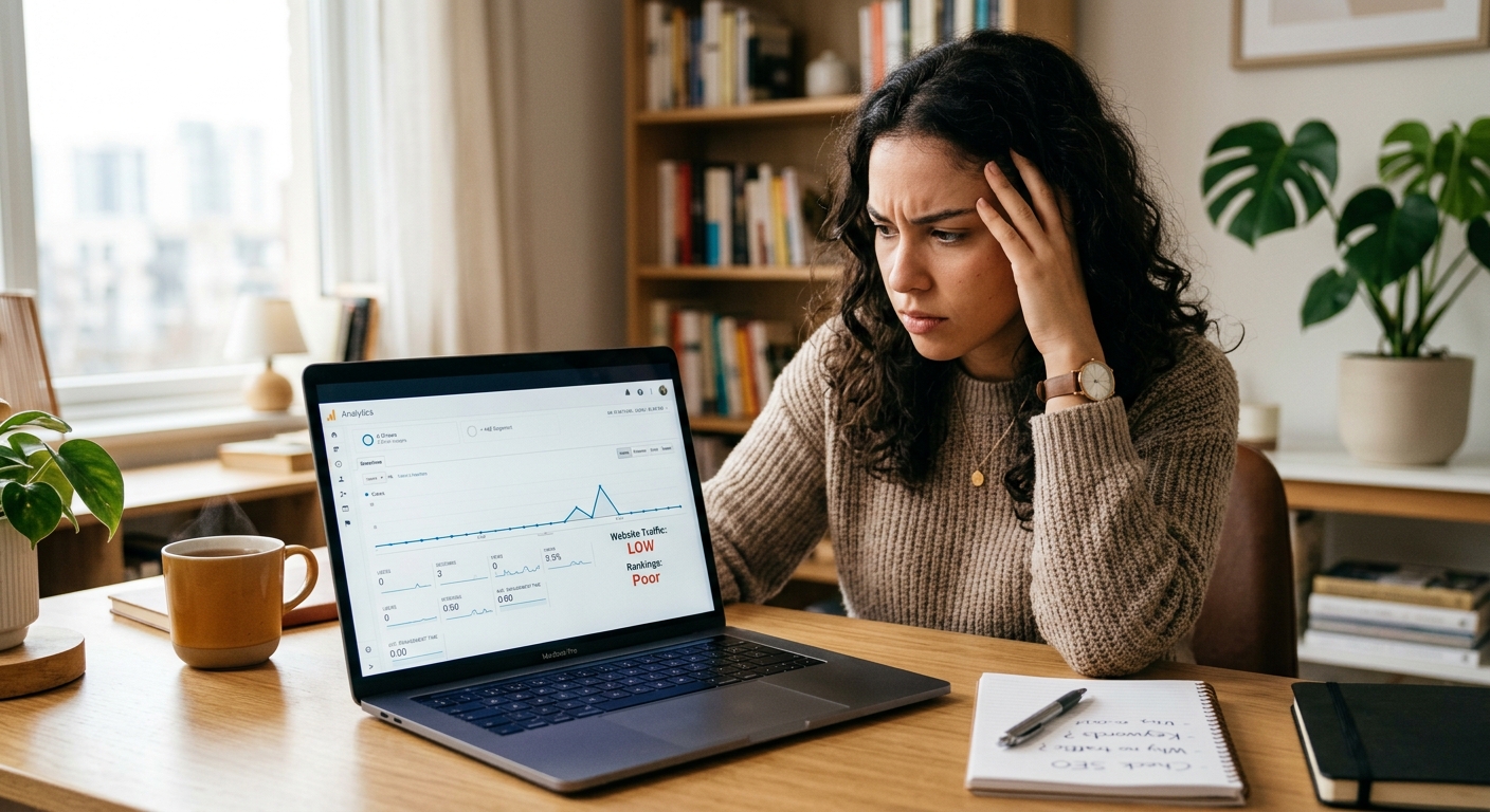 A website traffic dashboard and search visibility plan for a small business.