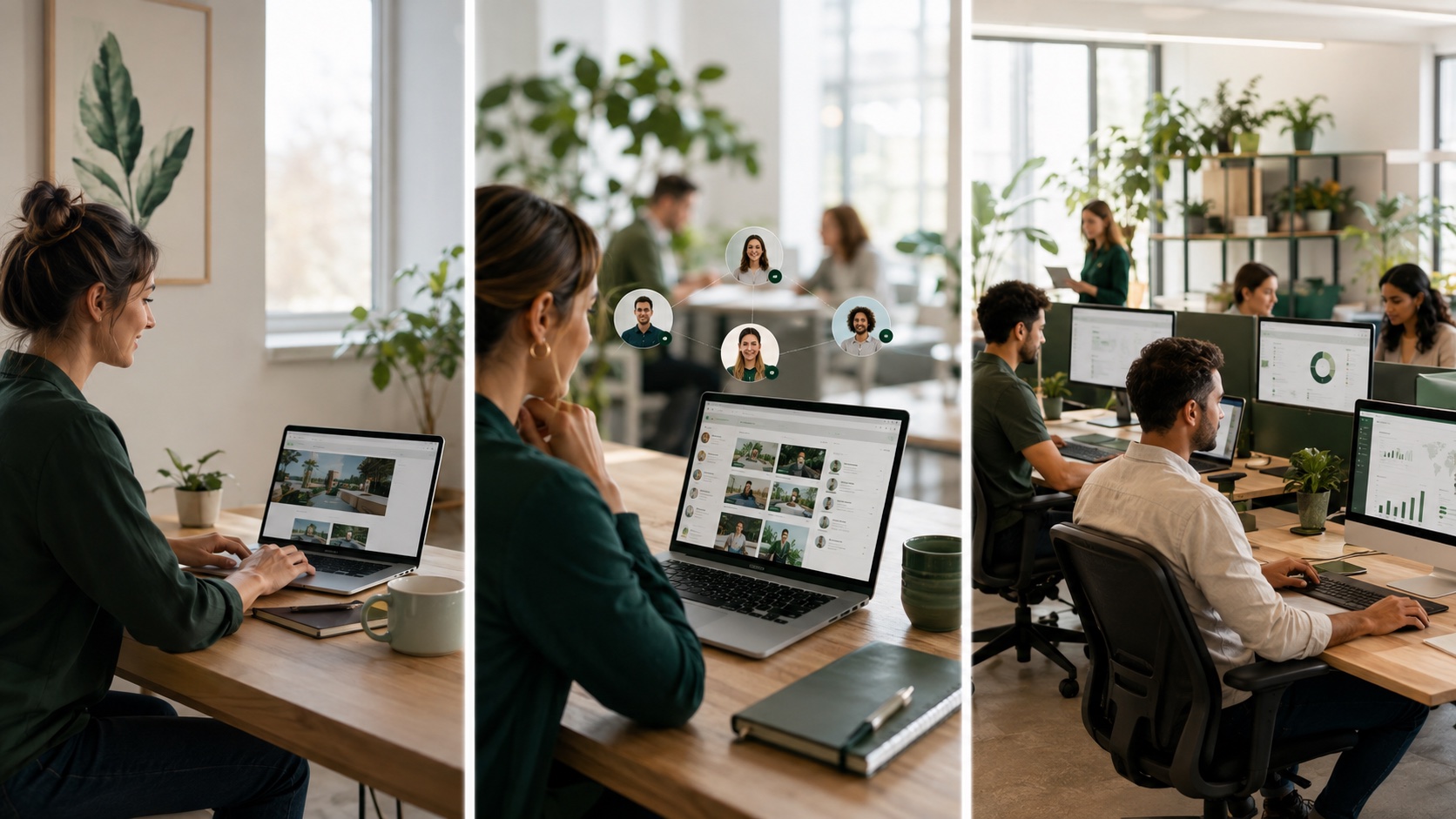 A business growing from one owner launching a website, through attracting customers online, to a larger team managing sales opportunities.