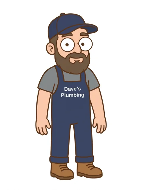 Dave, a practical plumber wearing well-used work clothes.