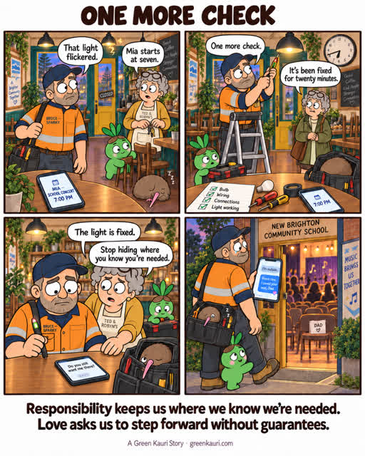 Preview of the four-panel comic One More Check.